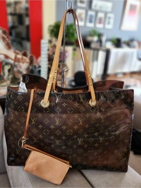 Louis Vuitton Brown Monogram Clear Monogram Sac Cabas Cruise Ambre GM Tote Bag